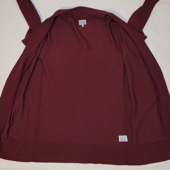 Cielo Burgundy Open Front Knit Cardigan Sweater Womens Size Small - Picture 8 of 9